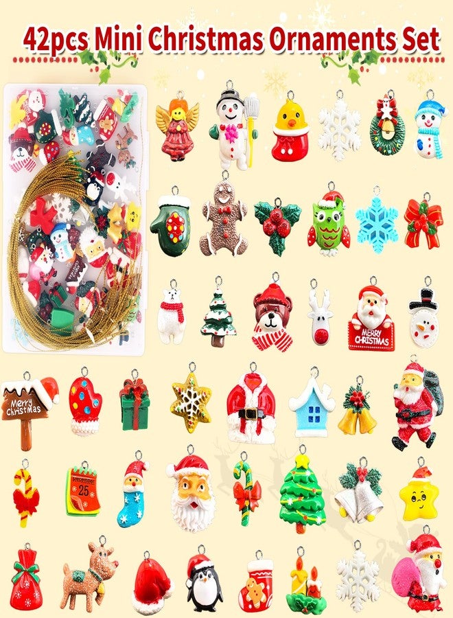 IAIHBBLY 42 Pcs Mini Christmas Ornaments Miniature Small Resin Christmas Tree Ornaments for Mini Tree Hanging Decorations Tiny Christmas Figurines Bulk for Craft Holiday Christmas Decor Gift - Image 2